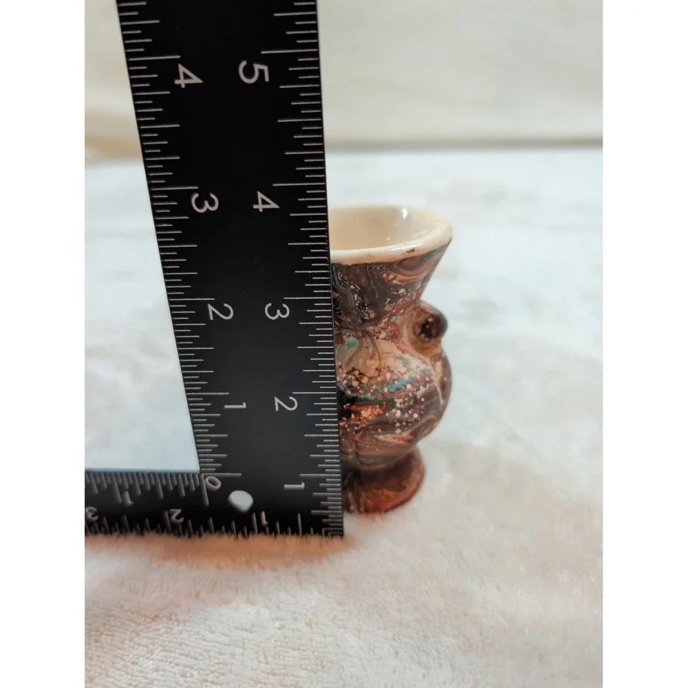 VTG Nemadji‎ Pottery Miniature Vase Marbleized Earth Tone Swirl Bud Vase 3.25